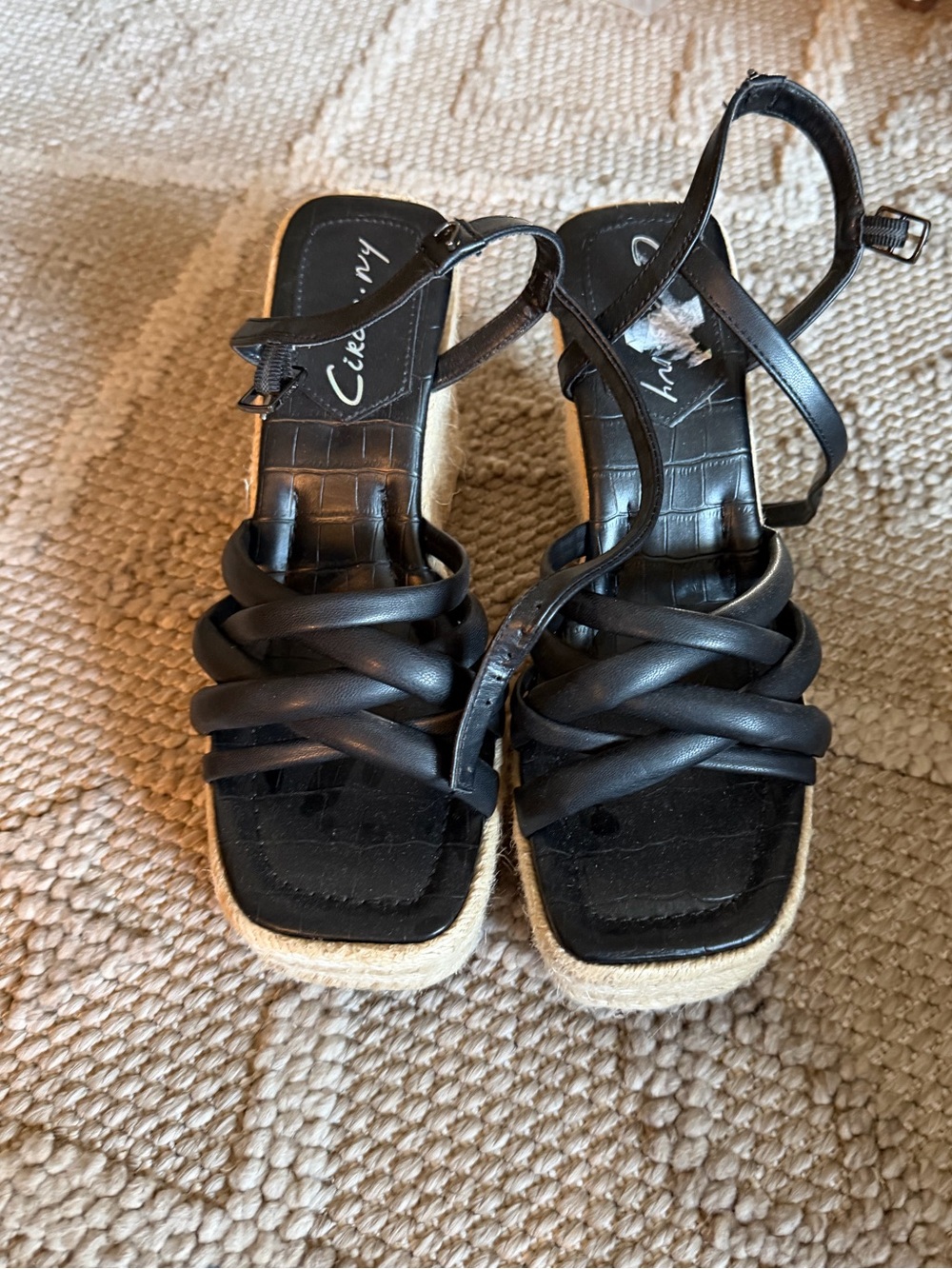 Sam Edelman Black Strappy Espadrille Sandals